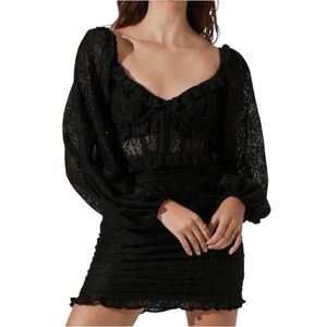 NWT ASTR THE LABEL Long Sleeve Corset Bodice Lace Detail Mini Dress Size Small